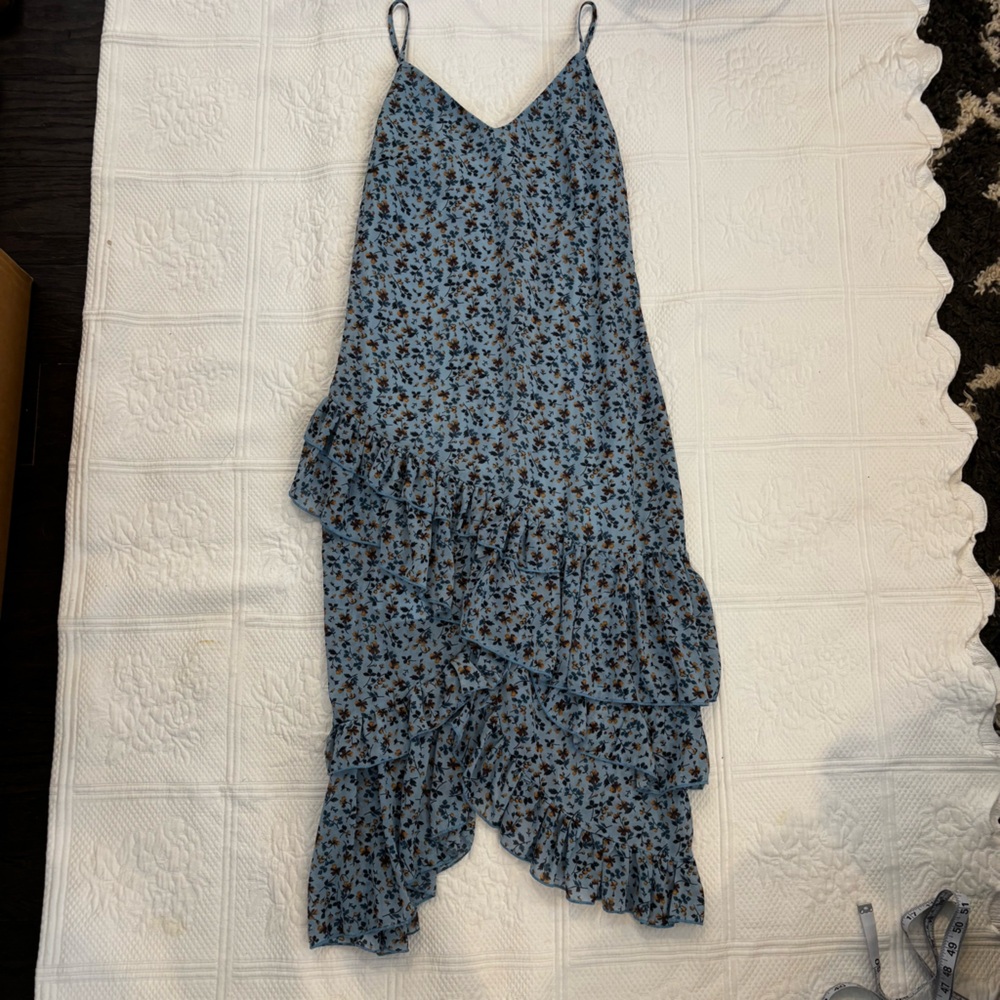 Nasty Gal Floral Dress in Blue and Black
